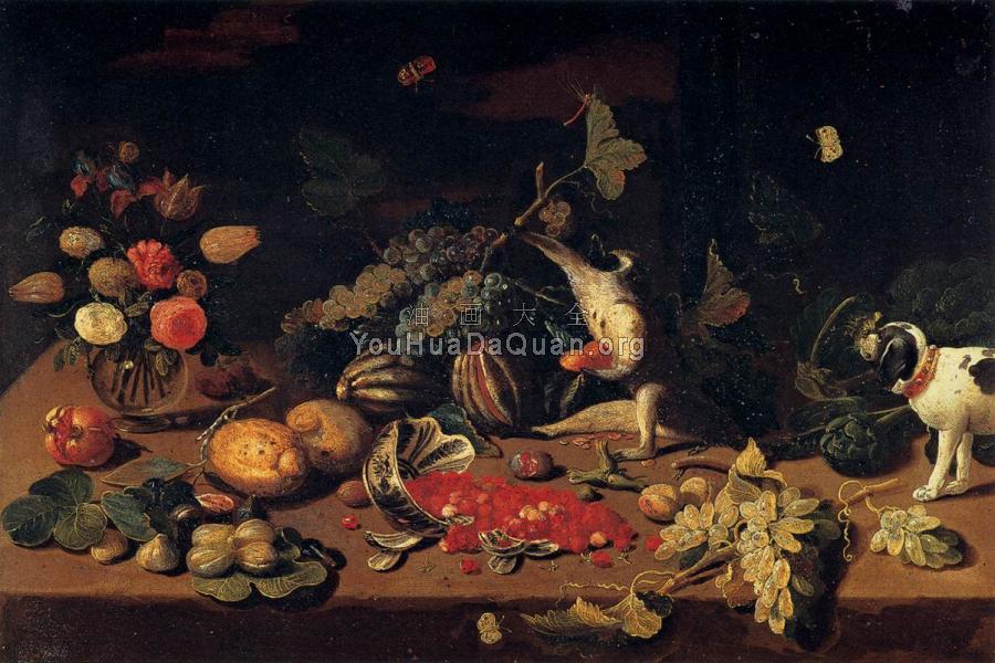 Still-Life with a Monkey Stealing Fruit - 简·凡·凯塞尔